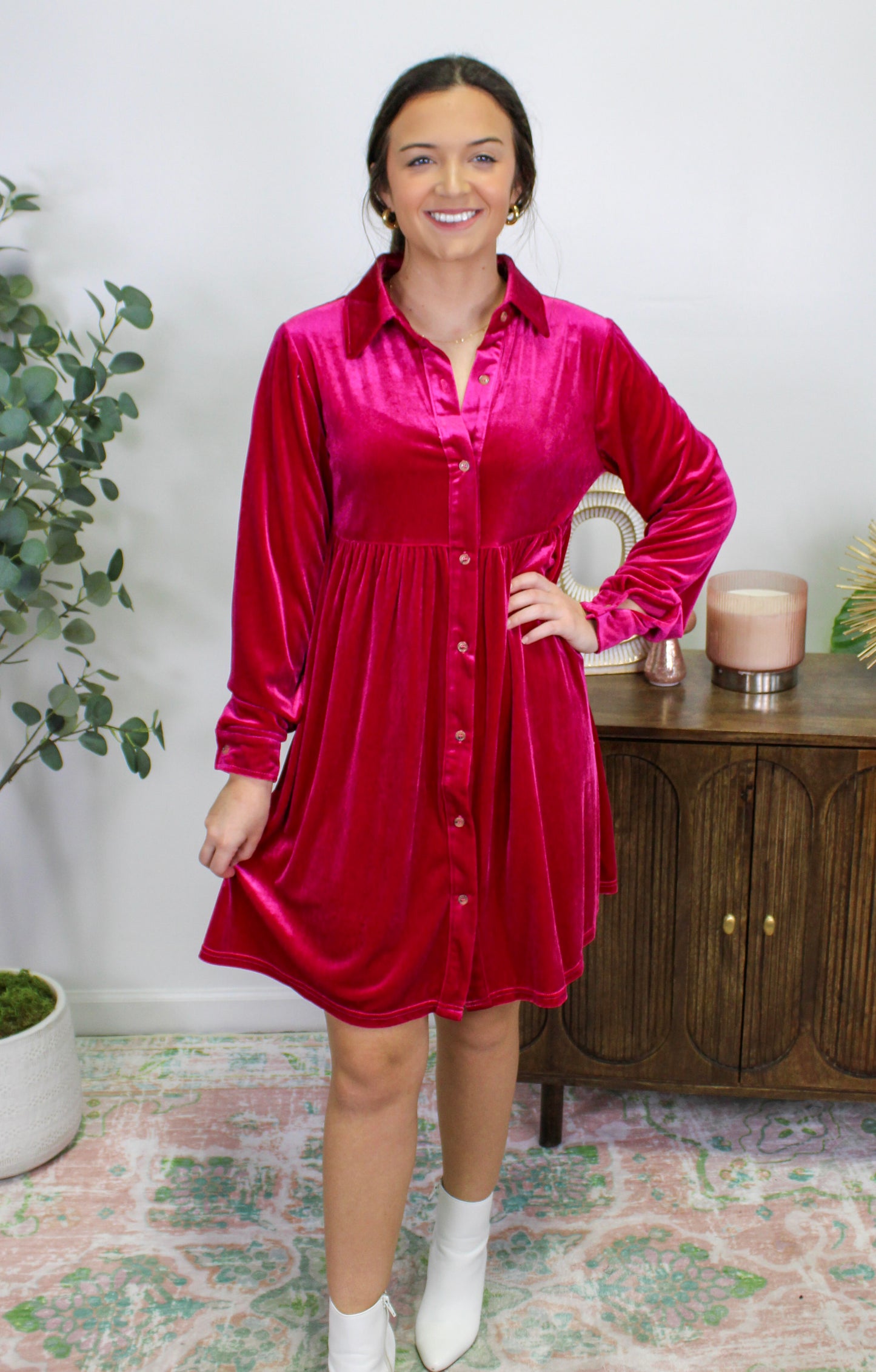 Pink Button Up Dress RTS