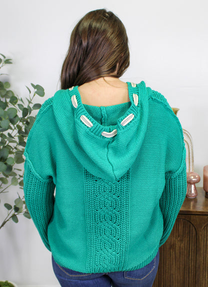 Green Cable Knit Hoodie RTS