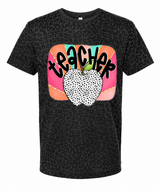 Black Leopard Teacher Apple Tee.