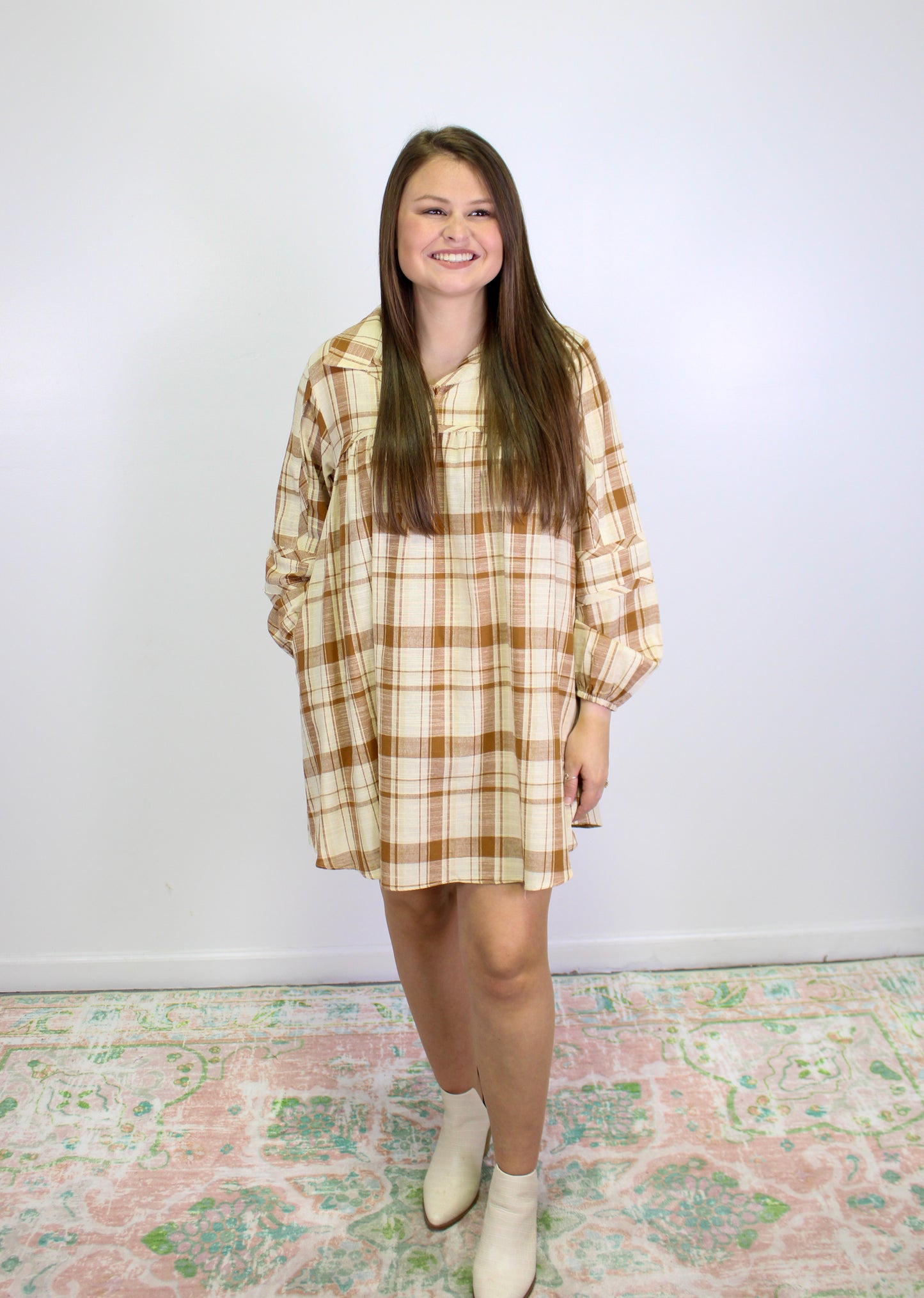 Tan Plaid Dress RTS