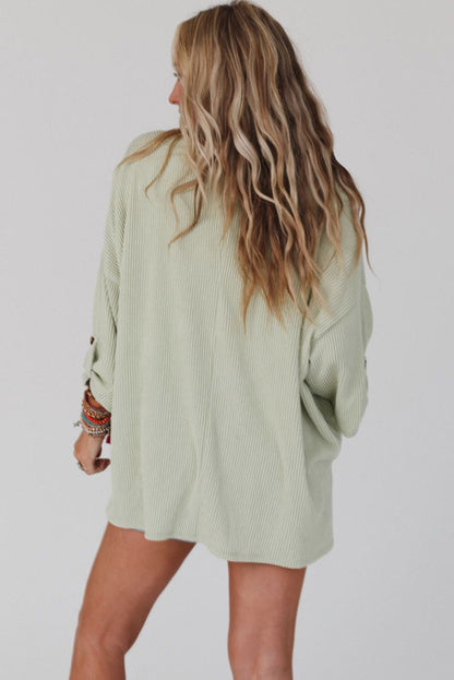 Green Ribbed Oversized Top WS