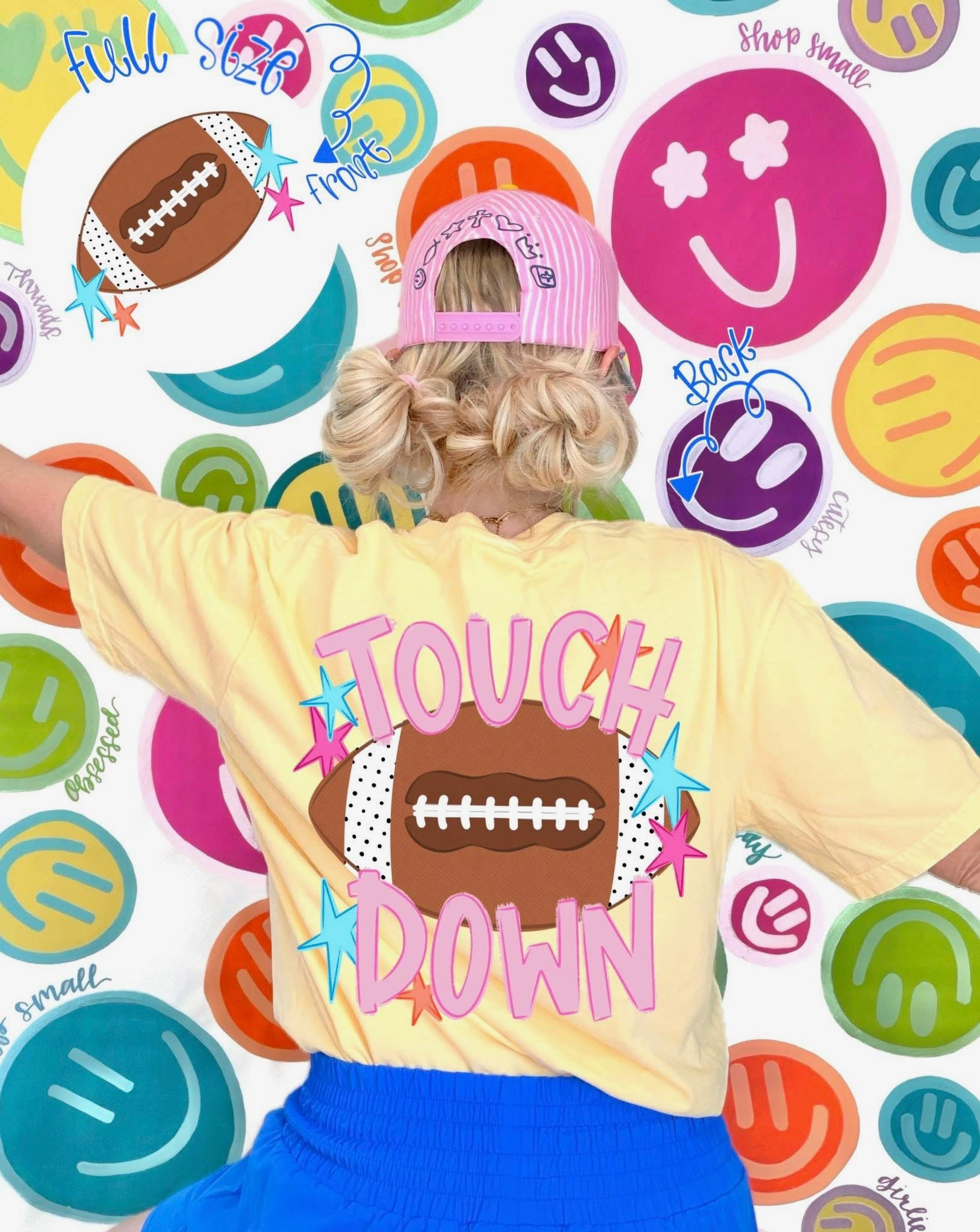 Touch Down Football FRONT + BACK Tee.