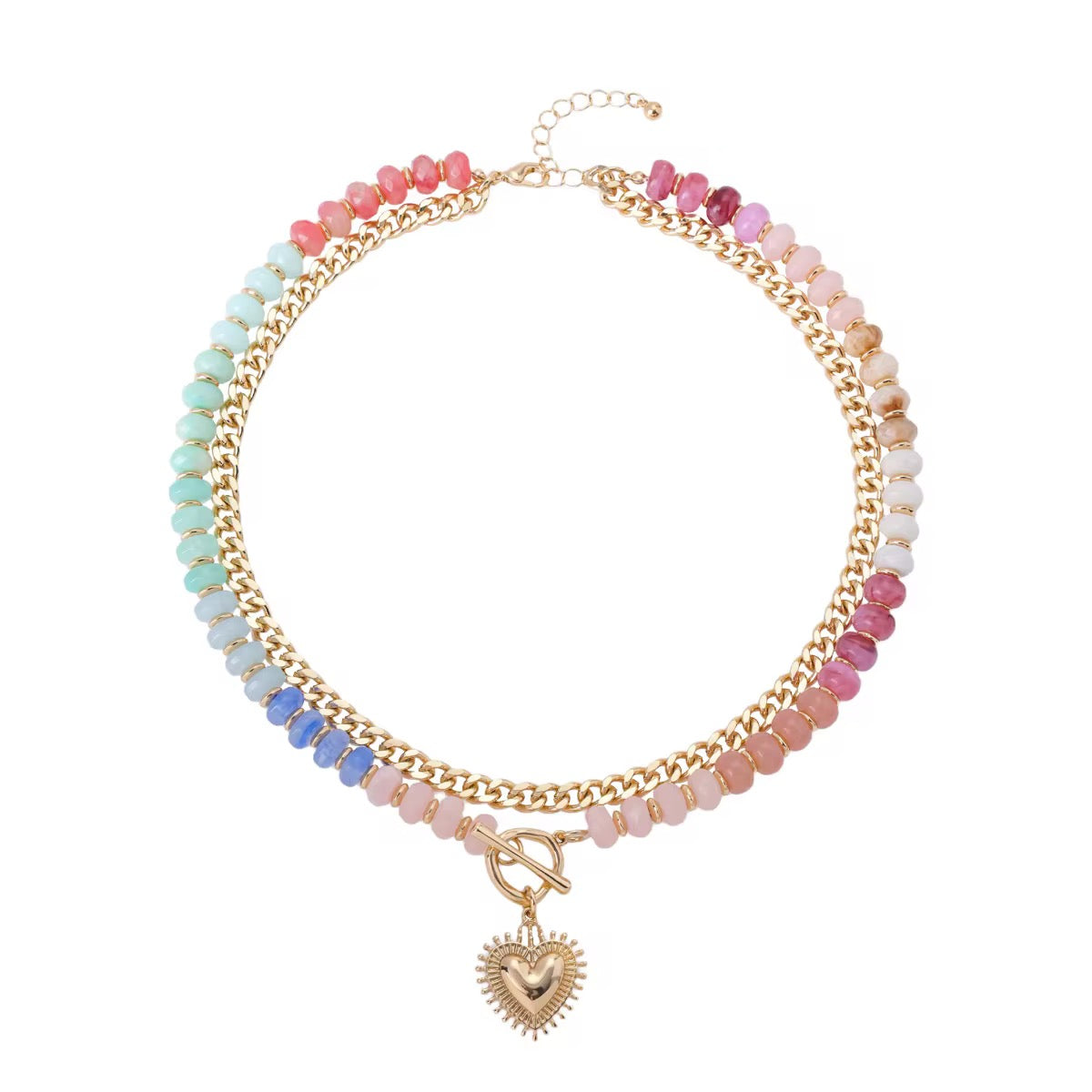 Rainbow Heart Layered Necklace
