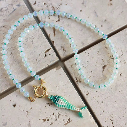 Beaded Fish Charm Necklace