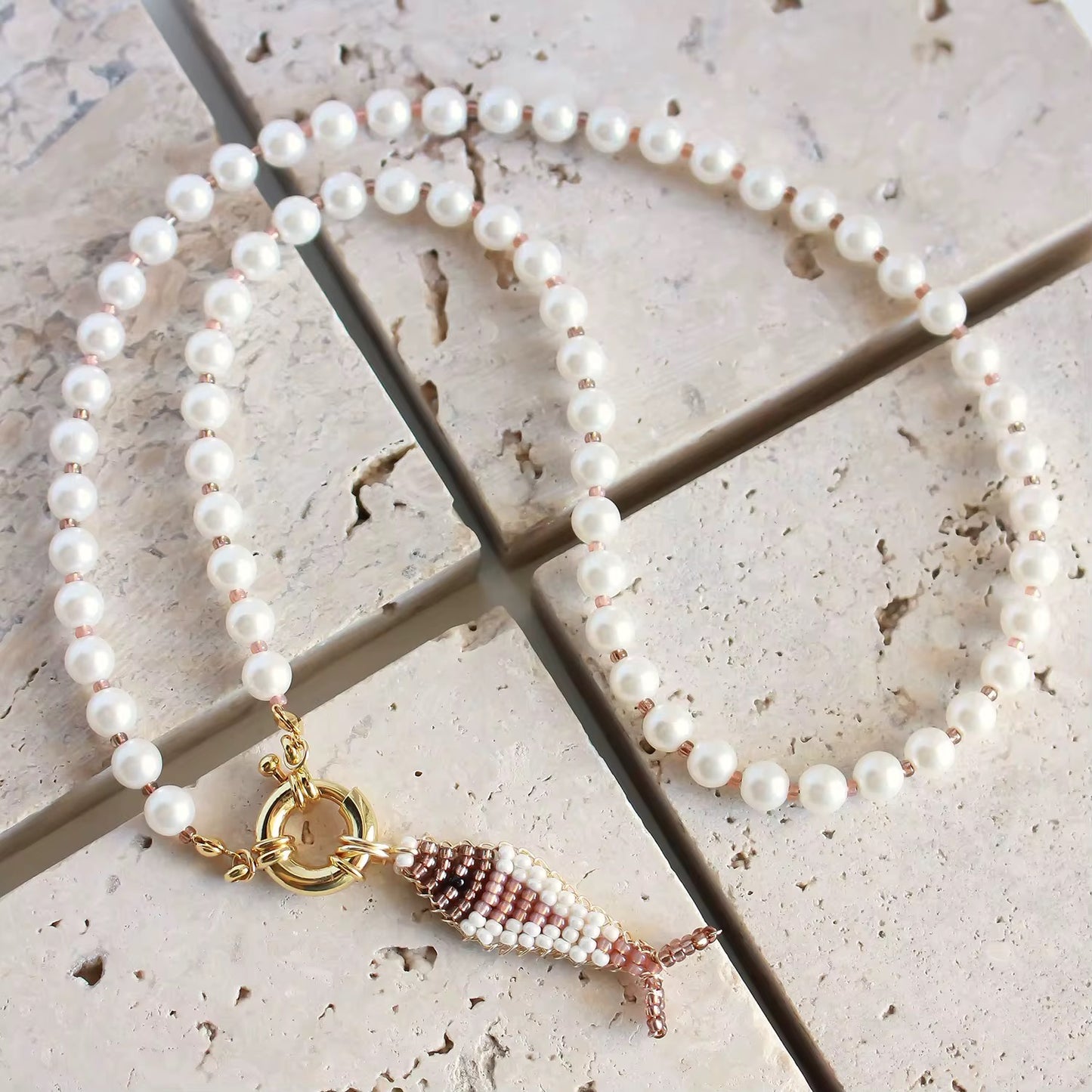 Beaded Fish Charm Necklace