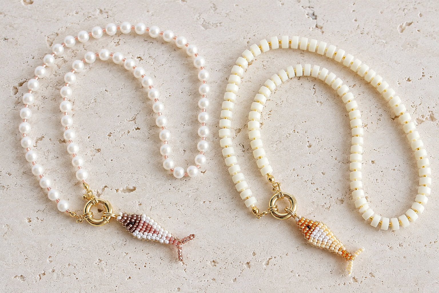 Beaded Fish Charm Necklace