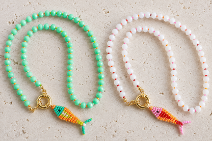 Beaded Fish Charm Necklace