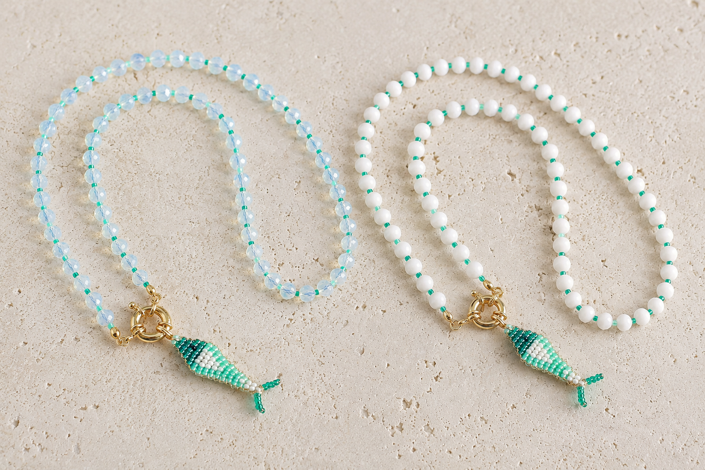 Beaded Fish Charm Necklace