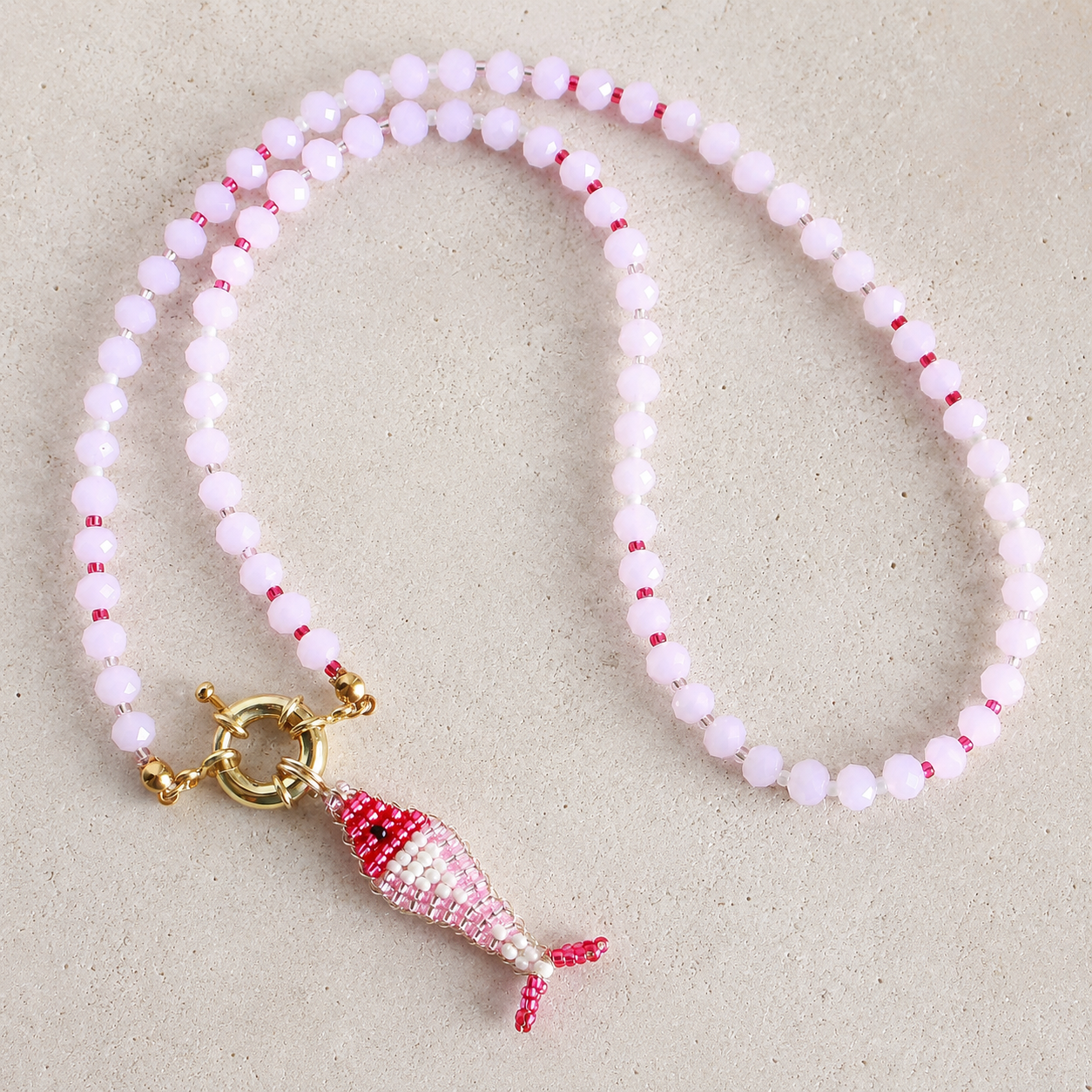 Beaded Fish Charm Necklace