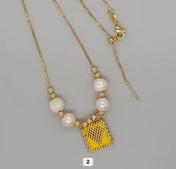 Miyuki Beaded Heart Charm Necklace