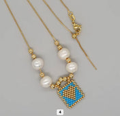 Miyuki Beaded Heart Charm Necklace