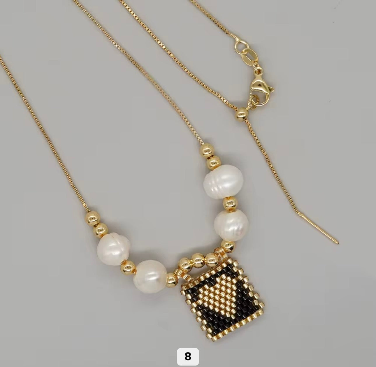 Miyuki Beaded Heart Charm Necklace