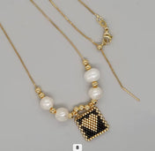 Miyuki Beaded Heart Charm Necklace