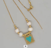 Miyuki Beaded Heart Charm Necklace