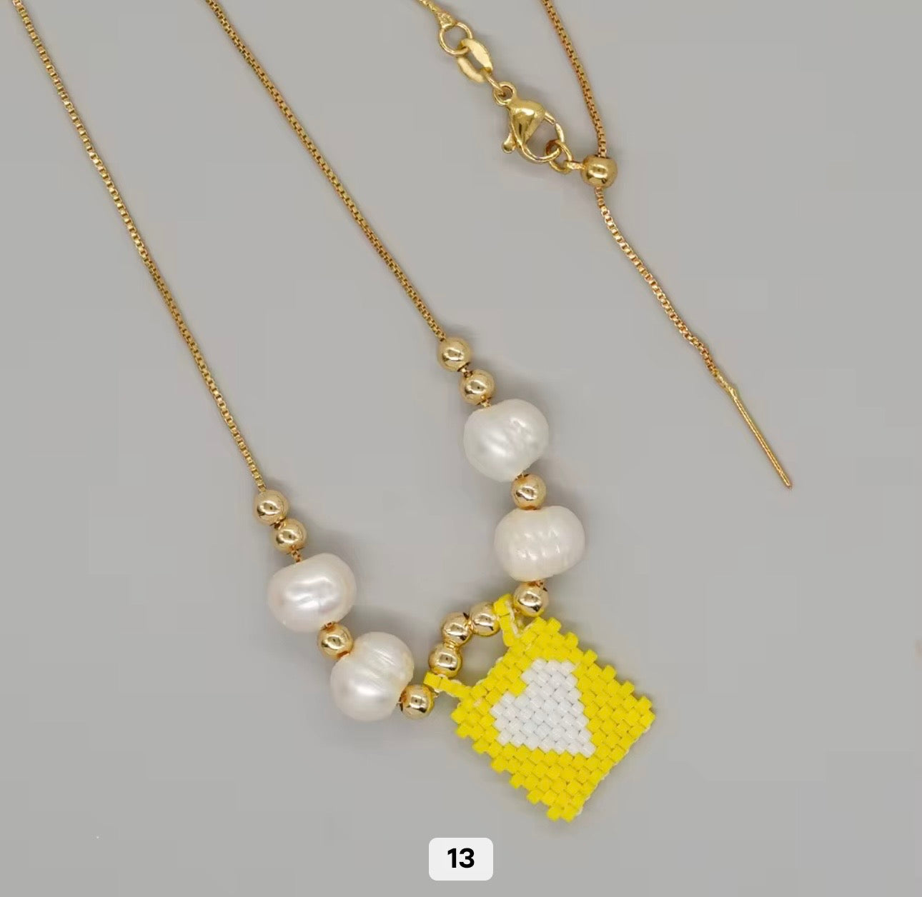 Miyuki Beaded Heart Charm Necklace