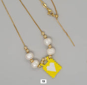 Miyuki Beaded Heart Charm Necklace