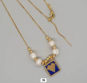 Miyuki Beaded Heart Charm Necklace