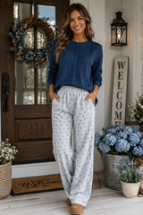 Gray Floral Pants