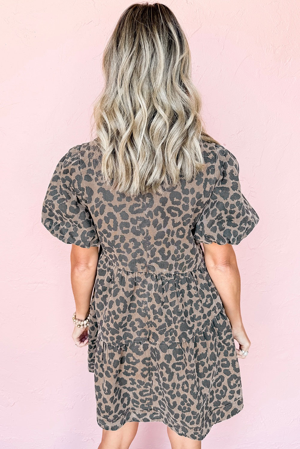 Brown Leopard Denim Dress RTS
