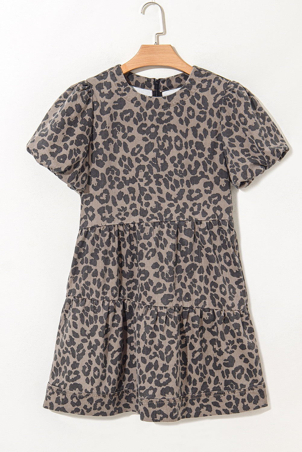 Brown Leopard Denim Dress RTS