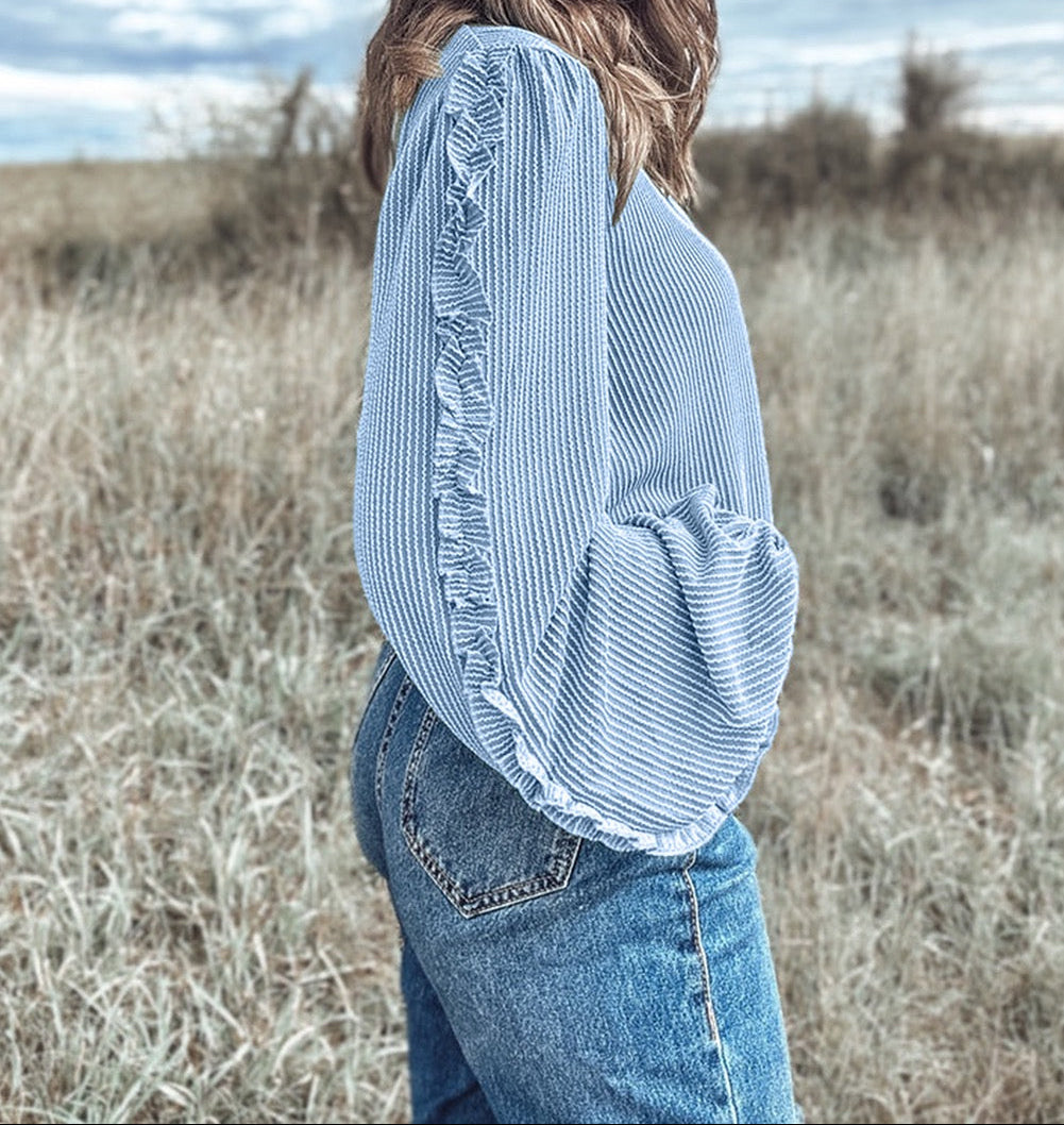 Blue Frilly Blouse RTS
