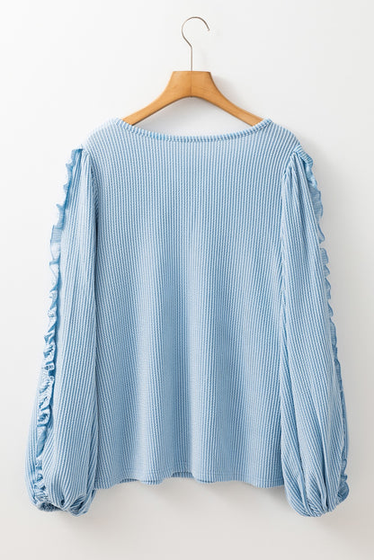 Blue Frilly Blouse RTS