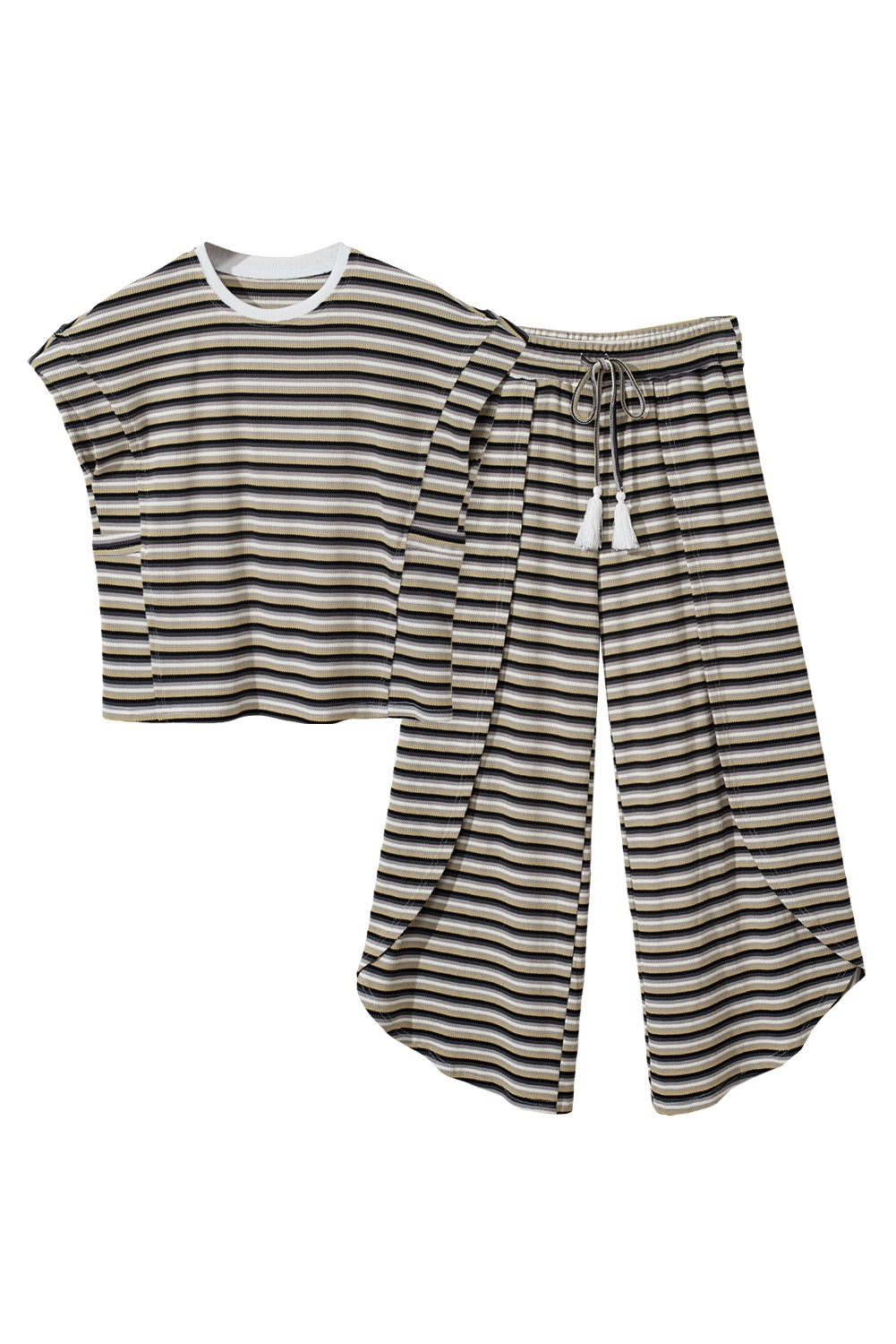 Khaki Striped Pants Set New RTS