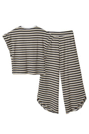 Khaki Striped Pants Set New RTS