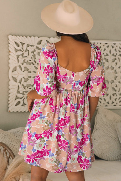 Purple Floral Mini Dress RTS