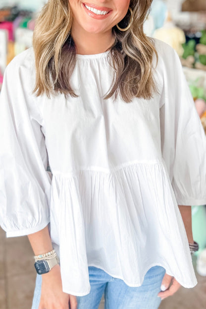 White Bowknot Blouse