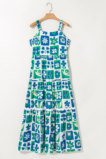 Blue and Green Floral Maxi Sundress RTS