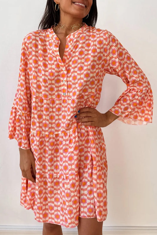 Orange Flowers Mini Dress New RTS