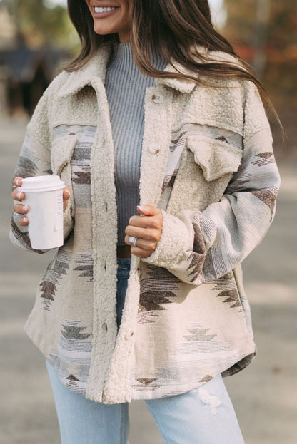 Khaki Aztec Sherpa Jacket RTS