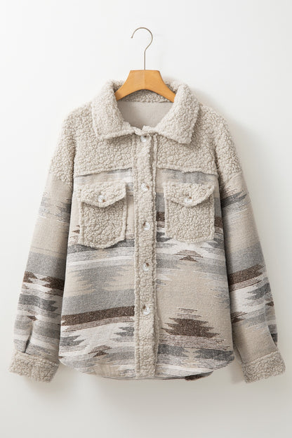 Khaki Aztec Sherpa Jacket RTS