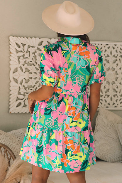 Teal Floral Dress RTS