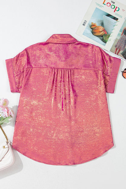 Pink Metallic Blouse SMALL - 4X RTS
