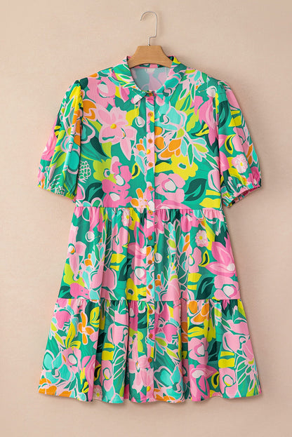Teal Floral Dress RTS