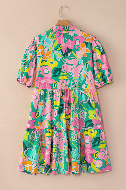 Teal Floral Dress RTS