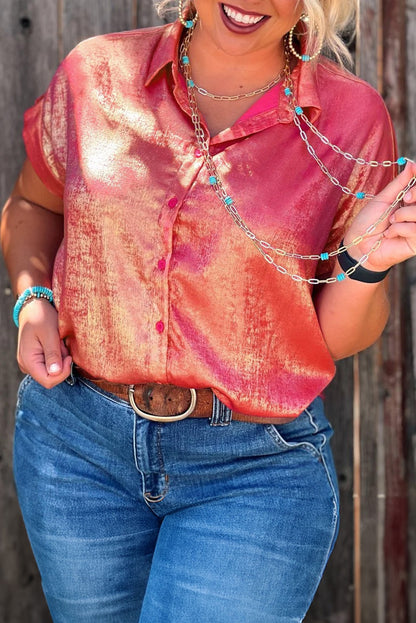 Pink Metallic Blouse SMALL - 4X RTS