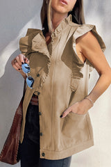 Khaki Denim Jacket Vest