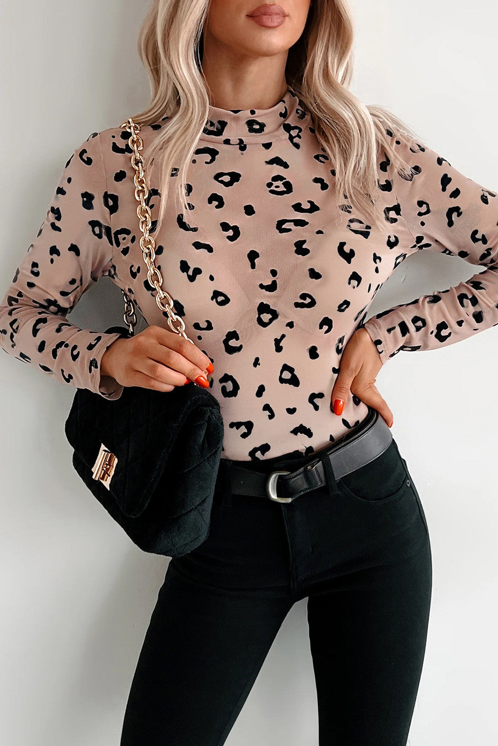 Khaki Sheer Leopard Bodysuit