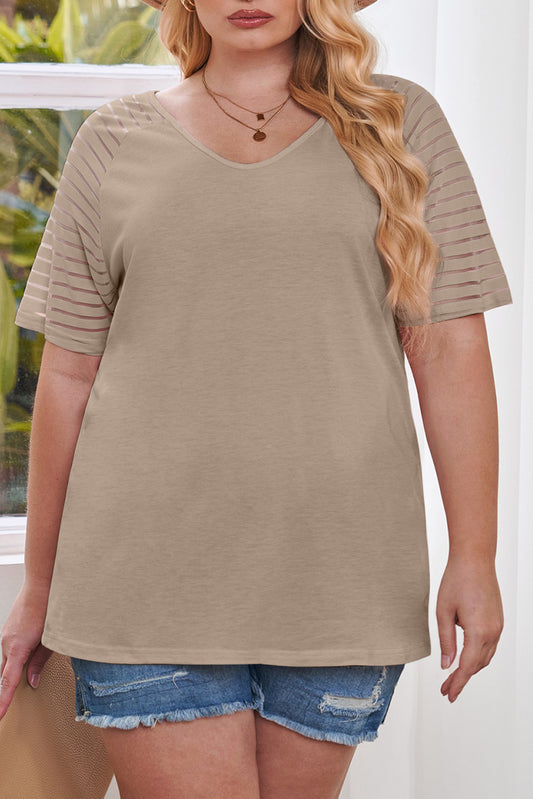 Khaki Stripe Raglan Plus Top