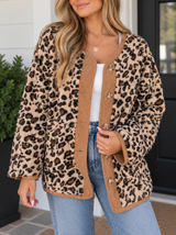 Leopard Corduroy Trim Jacket