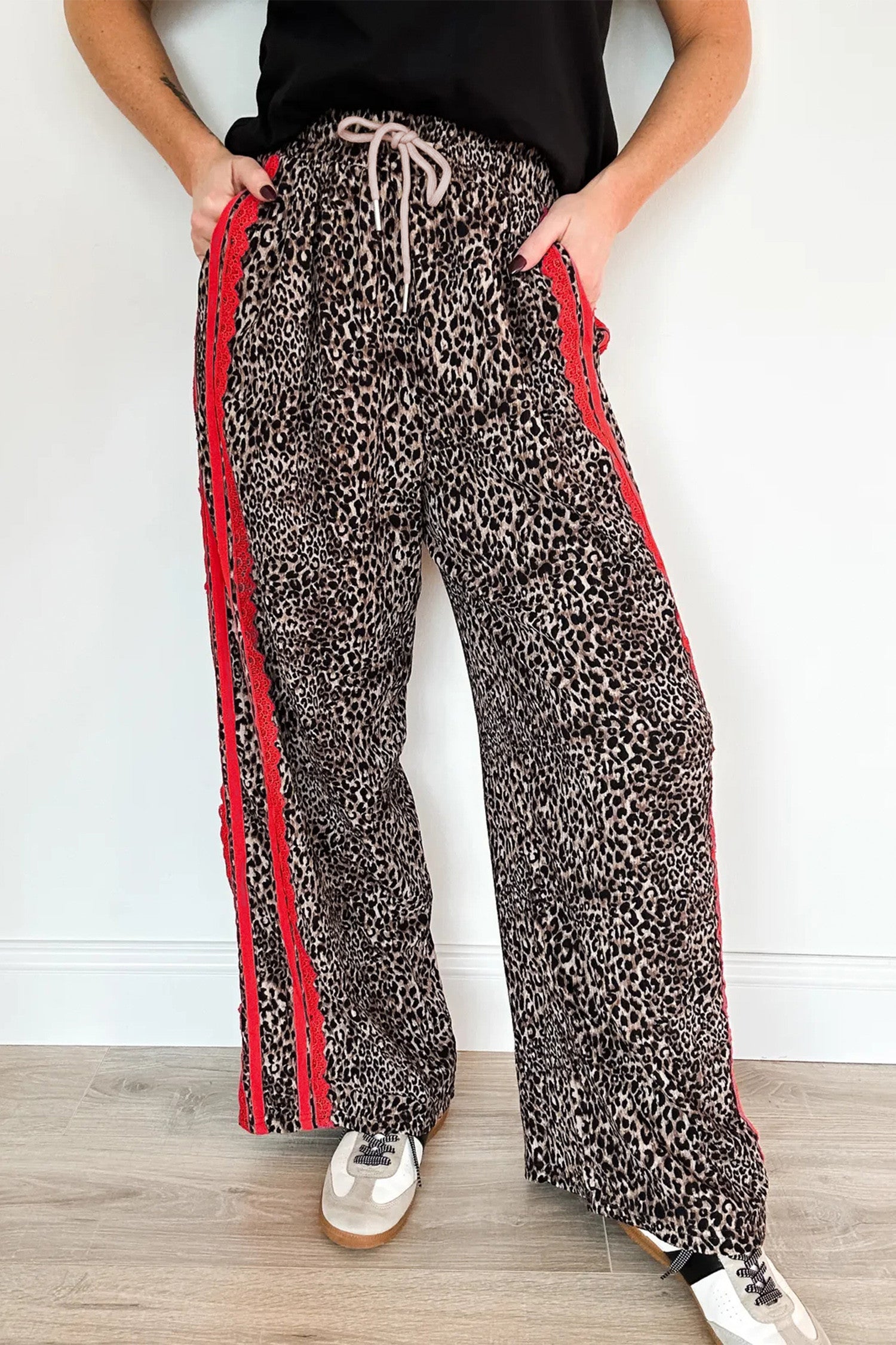 Leopard Lace Stripe Pants