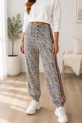 Leopard Rainbow Striped Joggers