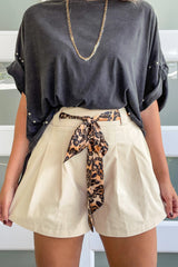 Leopard Sash Belt Shorties