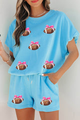 Light Blue Sequin Football Loose Set RTS