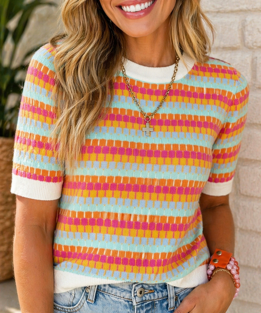 Orange Abstract Knit Sweater
