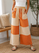 Orange Raw Seam Casual Pants