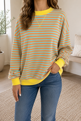 Orange Stripe Plus Sweatshirt